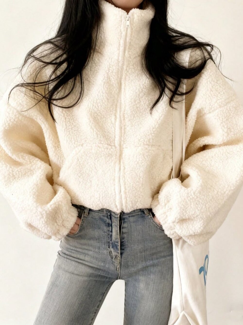 Apricot Casual Women's Elegant Zip-Up Short Teddy Coat - Picture 9 of 11